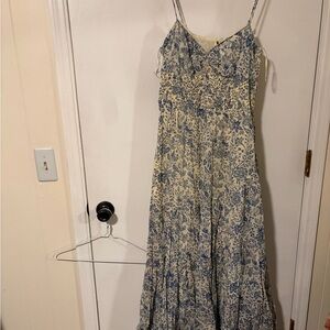 Free People Floral Blue and Cream Maxi Dress